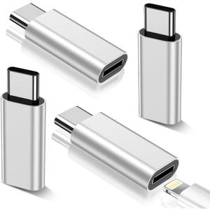 Lightning to USB C Adapter for iPhone 16/15 Pro Max/Plus,Samsung S25,iPad,Nintendo Switch,Support Charging,Not for Audio,Type C Charger Connector,for iPhone 16/15 Charger (4 Pack, All Silver)