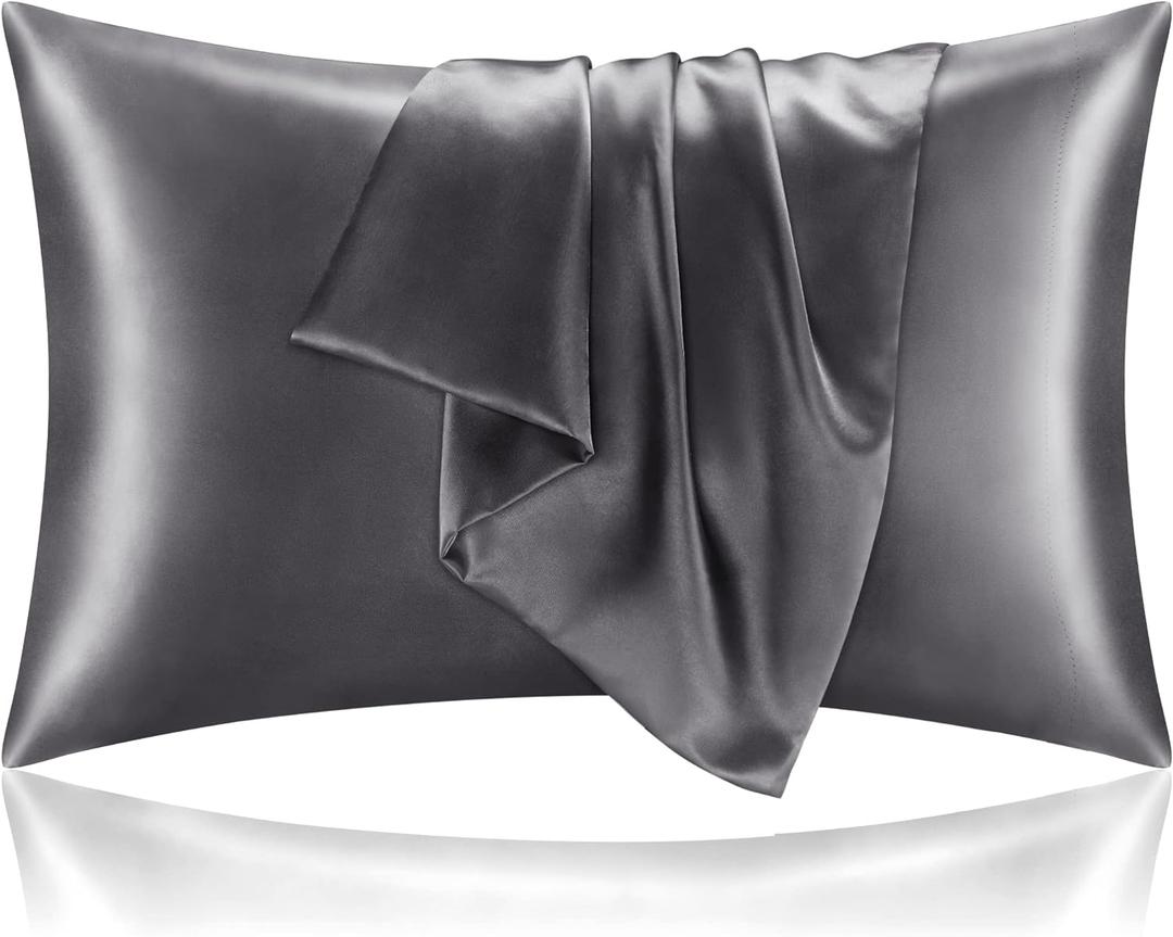 BEDELITE Satin Pillowcase for Hair and Skin, Super Soft and Cooling Similar to Silk Pillow Cases 2 Pack with Envelope Closure, Gift for Women Men(20"x36" King Size, Dark Grey) (King (20x36 Inch))