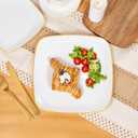 bUCLA 50PCS White and Gold Plastic Plates Disposable - Square Gold Heavy Duty - Include 25 Each (Dinner & Dessert) Plates for Party & Wedding