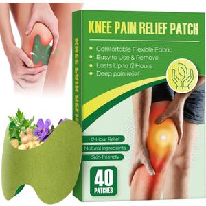 40PCS Knee Patches, Natural Wormwood Extract Patches for Knees, Fast Relief for Knee, Joint and Muscle Pain, 12 Hour Long Lasting Relief-F01