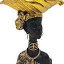 African Statues Tribal Woman Sculpture,9.5" Resin Figure Bust Figurine for Home Decor,Living Room/Table Top/Bookshelf/Coffee Tables(C01CD106)