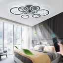 76CM Smart Ceiling Light with Fan DC Motor 6 Gear Reversible Bedroom Ceiling Fan with Lighting LED Dimmable Quiet Modern Living Room Lamp with Fan (Color : Black)