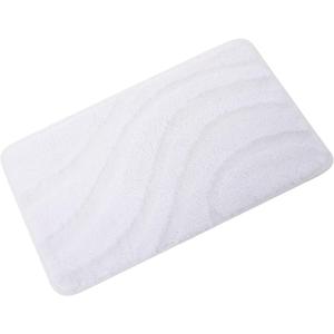 KAMA BRIDAL Microfiber Bath Mat Non-Slip Bathroom Floor Rugs Fast Water Absorbent Shower Mat Ultra Soft Bath Rug Anti-Slip Backing Machine Wash White 12x24
