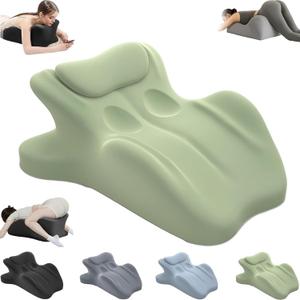 RSN Ergonomic Foam Wedge Pillow, 27 Angled Support for Neck and Waist, Multi-Position Support Pillow (Green), Standard