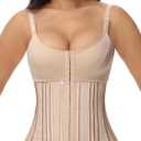 SHAPSHE Waist Trainer for Women Workout Waist Cincher Tummy Control Sweat Waist Trimmer Body Shaper Steel Bone with Bra (Medium, Tan)