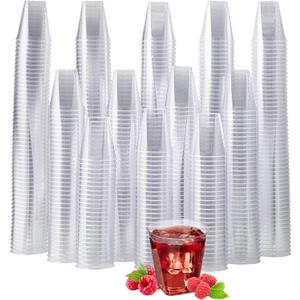 JOLLY CHEF 500 Pack 2 oz Plastic Shot Glasses Clear Disposable Plastic Cups Heavy-duty Party Glasses, Disposable Cups for Thanksgiving Christmas Halloween Party