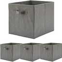 Foldable Fabric Storage Bin [Set of 4] Collapsible Containers Cubes Boxes Organizer - 13 x 15 x 13 inches (Gray)
