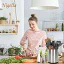 Nigelia Extra Large Kitchen Utensil Holder, 360 Rotating Stainless Steel Cooking Utensil Holder for Countertop, 3 Compartment Flatware Organizer & Cooking Caddy with Removable BaseSilvery