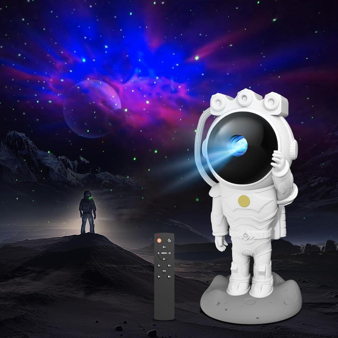 Astronaut Galaxy Projector, Starry Nebula Ceiling Lamp with Timer and Remote, Star Projector for Bedroom, LED Night Light for Kids, Gifts for Adults, Christmas, Birthday, Home Decor Aesthetic (White)