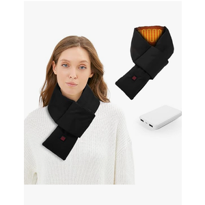 2024 Upgraded Heated Scarf for Men/Women Three Temp settings with 5000mAh Power Bank, Black