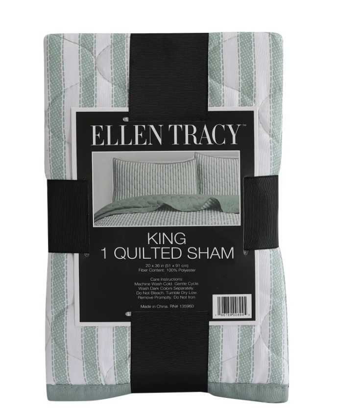 Ellen Tracy King 1 Quilted Sham 20x36 100% Polyester