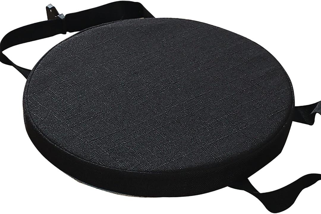 13" Anti Slip Round Stool Cushions with Straps,Thick Circle Chair Pad for Kitchen Dining Chairs,Detachable Round Chair Cushion Cover with Rubber Granule Bottom for Bistro Bar High Stool Black