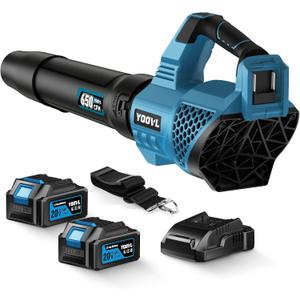 Leaf Blower Cordless, 650CFM Electric Leaf Blowers with 2 x 5.2Ah Batteries and Charger, 3 Speed Modes, 1 x Adjustable Shoulder Strap, Powerful Blowers for Lawn Care, Patio, Dust, Blowing Leaves