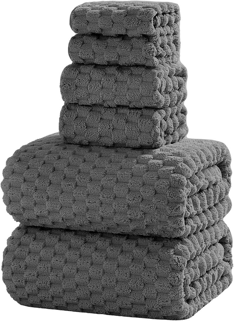 Oversized Bath Towels 40x80 Inches Extra Large Bath Sheets for Adults Super Soft Quick Dry Highly Absobent Microfiber Shower Towels for BathroomCharcoal Gray, 6Piece