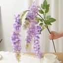 4pcs 47.2-inch Artificial Fake Wisteria Hanging Flower Garland Silk Flower String Home Party Decoration White Blue Pink Purple (Purple)