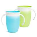 Munchkin Miracle 360 Sippy Cup for 6 Month Old, Spill Proof Baby and Toddler Cups with Transition Handles, 7 Ounce, 2 Pack, Blue/Green