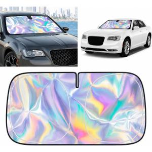 for 2011-2026 Chrysler 300 300C Windshield Sun Shade - Foldable Windshield Cover Sun Shade for 300 300C Accessories Protect Car from Sun Rays Overlapping UV Reflective Window Sunshade