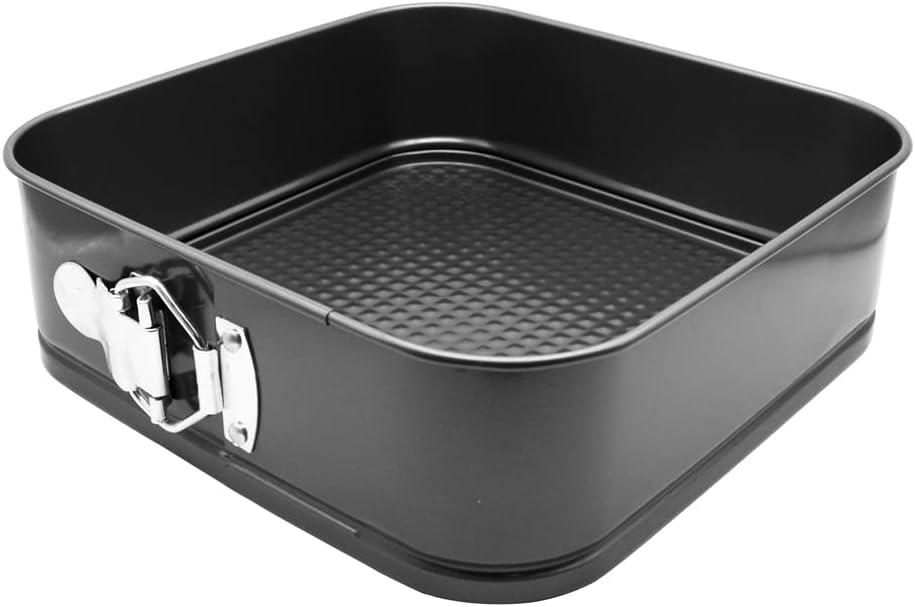 1 Piece Square Springform Cake Tin for Baking Non Stick, Pudding Pan, Bake Tin for Cake, Carbon Steel, 22 cm