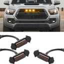 3Pcs LED Grille Lights Waterproof Amber LED Front Grille Lamp for Toyotaa Grille Light 2016-2019 Tacoma TRD Pro Grille with Wiring Harness Fuse Adapter