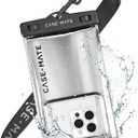 Case-Mate IP68 Waterproof Phone Pouch - Travel Beach Cruise Ship Essentials - Floating Waterproof Phone Case with Crossbody Lanyard for iPhone 16 Pro Max/15 Pro Max/14/13 /12 /S25/S24 - Silver Chrome