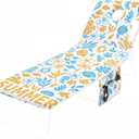Frienda 1 Pcs 35.5"x74.8" Large Towel Cover for Tanning Chair with Face Hole Boho Oversized Beach Pool Lounge Cover Towel with Pocket Patio for Summer Pool Outdoor No Chair(Summer)