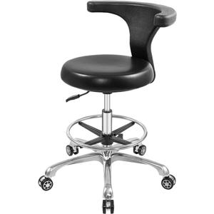 Rolling Stool Task Chair Drafting Adjustable with Wheels and Backrest Heavy Duty for Office Kitchen Medical Dentist Shop Lab and Home(with Footrest)