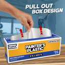 Painter's Plastic Film, 400' Length x 9' Width High, High Density Painters Plastic Sheeting Roll in Box with Dispense Hole for Easy Paint Plastic Covering