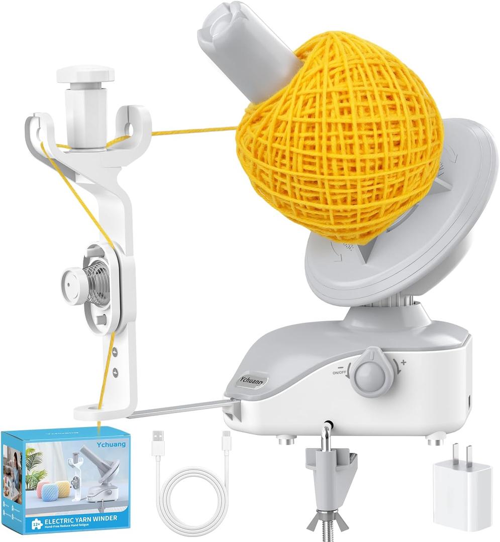 Electric Yarn Ball Winder - Automatic Wool Yarn Spinner with Stepless Speed & Strong Tension, Compact Wool Winder for Knitting Crocheting, Yarn Cake Maker (White)