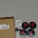 4 PCS Car Wheel Center Cap for Tesla Model Y & Model 3, Car Hubcaps with Logo Emblem and 4 Valve Stem Caps, 2.2 in ABS Wheel Rim Cover Accessories for Tesla 18"/19" Wheel, Black & Red