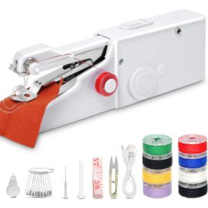 Handheld Electric Mini Sewing Machine for Beginners Adult,Portable Stitching Single Thread Sewing Machine Sewing Kit for Quick Clothes Repairs,Suitable for Home DIY,Battery or USB Powered