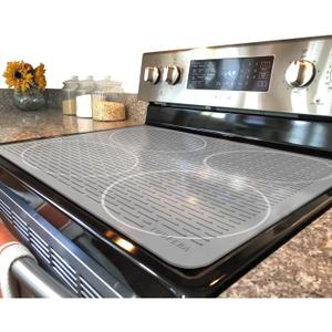 YUHFERA Stove Top Cover for Electric Stove - Silicone Stove Mat for Glass Top, Glass Cooktop Protector, XL Dish Drying Mats For Kitchen,Oven Covers for Electric Stove (Hyaline,28 x 20)