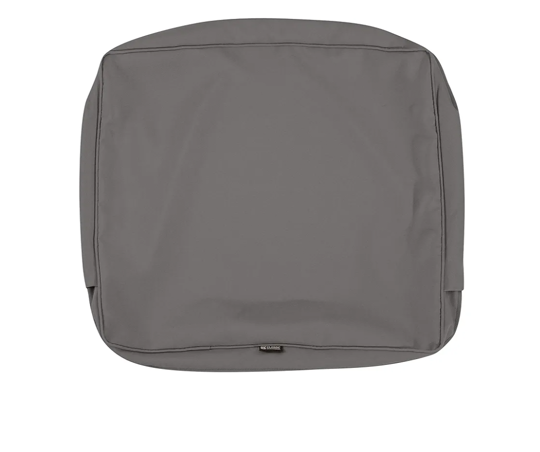 Classic Accessories Ravenna Water-Resistant Patio Chair Seat Cushion Cover, 27 x 27 Inch, Grey 2 Pack