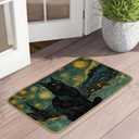 Starry Night Cat Doormat Outdoor Entrance,Abstract Van Gogh Front Door Mat Decorative Indoor Outdoor Non-Slip Entryway Rug for Home Entrance Outside Entry Floor Patio 17x29 Inch