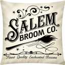 COMMINY Halloween Pillow Covers 18x18 Inch Set of 6, Indoor Halloween Decorations, Black White Farmhouse Saying Throw Pillow Cover, Scary Pillowcase for Seaonal Party Couch Home Decor