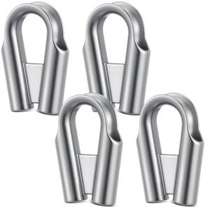 4 Pack 12mm 1/2" 304 Stainless Steel Wire Rope Thimbles Collar with Gusset for 3/8" - 1/2" Wire or Winch Rope Tube Cable Thimble Heavy Duty for Industrial Rigging Marine (Silver)