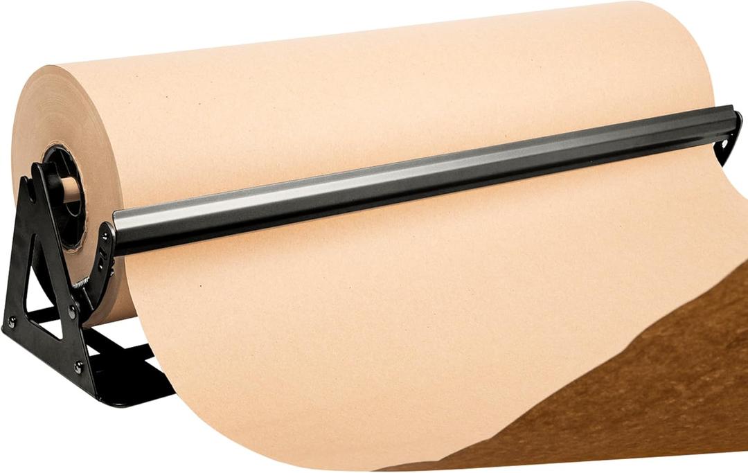 DIY Crew 24 Inch Paper Roll Dispenser and Cutter - Heavy-Duty Wall Mountable, Non Slip Tabletop - Kraft, Freezer, Butcher Paper - Up to 1000ft Rolls (Matte Black)