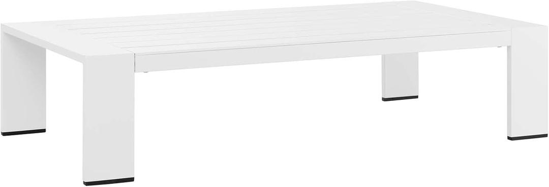 Modway Tahoe Aluminum Outdoor Patio Coffee Table in White 26.5 x 51 x 12 inches