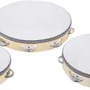 Tambourine for adults 10 inch Hand Held Drum Bell Birch Metal Jingles Percussion Gift Musical Educational Instrument for Church KTV Party (10 inch)