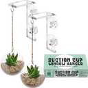 Impresa Suction Cup Window Plant Hanger - 2-Pack, Glossy Green Acrylic Easy Install Hook for Hanging Plants - Indoor & Outdoor Use Window Suction Cups & Hooks