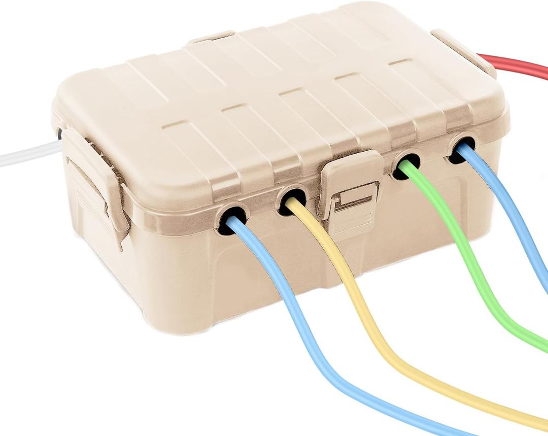 QUOBAS Extra Large Outdoor Electrical Box Waterproof, IP54 Weatherproof Extension Cord Cover, Outdoor Plug Cover Protect Outlet, Plug, Power Strip, Tools, Holiday Light, Almond