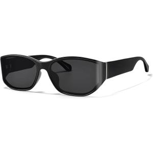 Wrap Around Sunglasses for Women Men Curved Rectangle Sun Glasses Fashion Trendy Fashion Shades