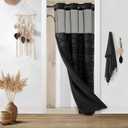 No Hooks Stall Shower Curtain with Snap in Liner- Water Repellent Tufted Chevron Striped Shower Curtains for Bath Tubs, Narrow Hotel Quality Bath Curtain Set, 36Wx74H, Black