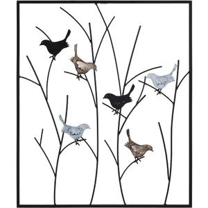 Lechesis Metal Birds on Branches Wall Art Decor Sculptures - 25" x 29 1/2"