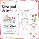 Huquary 12 Set Social Worker Month Employee Appreciation Gifts Bulk Social Worker Necklace with Inspiration Cards Motivational Thank You Gifts for Women Crna Nurse Teacher Volunteer Employee Coworker
