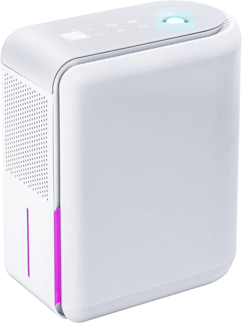 2 In 1 Small Humidifier Dehumidifier Combo, Humidifiers Dehumidifier For Home Bedroom With Drain Hose Temperature Display,4 Modes,7 Color LED Lights,Timer Set