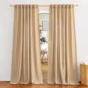NICETOWN Linen Blend Living Room Curtains 84 inch Long 2 Panels Set, Rod Pocket & Back Tab Privacy Added Thick Flax Semi Sheer Window Curtains & Drapes for Bedroom/Farmhouse, Burlap, W55 x L84