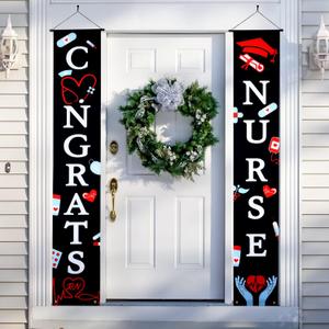 Breling Nurse Graduation Banner 2025 Congrats Nurse Banner Nursing School Graduation Decorations Cna Week Gifts Grad Porch Door Signs for Outdoor Indoor