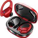 HAOYUYAN Wireless Earbuds, Sports Bluetooth Headphones, 80Hrs Playtime Ear Buds with LED Power Display, Noise Canceling Headset, IPX7 Waterproof Earphones for Workout/Running (Red)