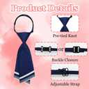 GHTIYLP Ties for Women Pre-tied Adjustable Womens Tie, Strap Striped School Girl Tie for School Uniform Graduation Office (Blue)