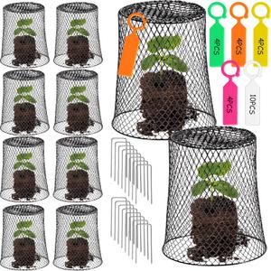 10 Pcs 11inch Chicken Wire Plant Covers,Green Wire Garden Cloches Chicken Wire Cloche Plant Protector Metal Heavy Duty Garden Plant Cloche for Keeping Bunnies Chicken Squirrels Birds Other Out (black)